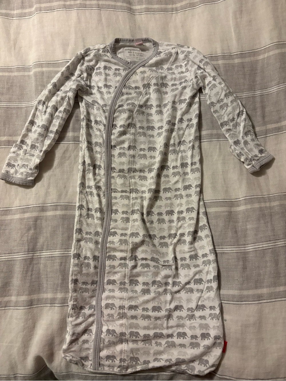 Magnetic Me Gown Gray Elephants Newborn to 3 Month
